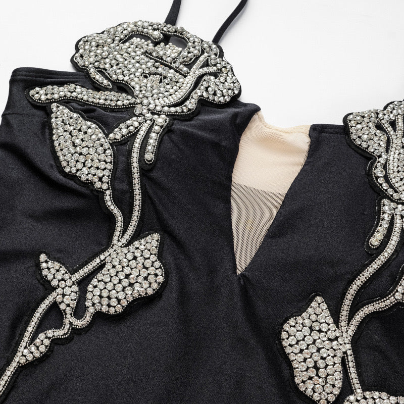 Rose Embellished Monokini with Skirt Set